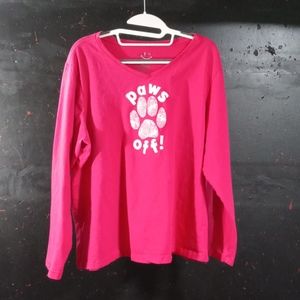 Pink long sleeve "paws off" shirt